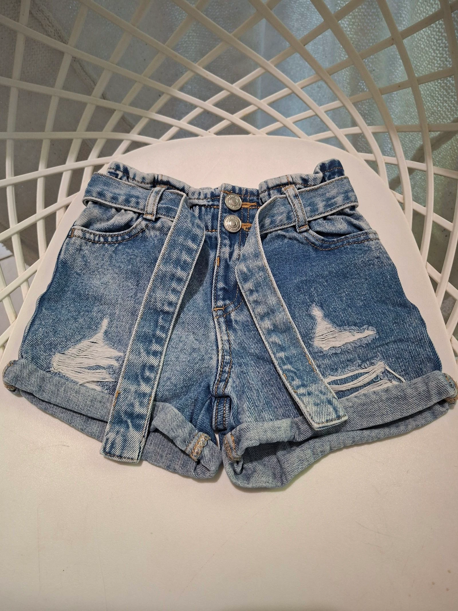 Short en jean River Island Mini 18-24 mois 92 cm bleu taille haute ceinture